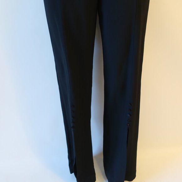 Womens Jonathan Simkhai Black High Waist Flat Front Flared Slit Crepe Pants 8 * - Picture 5 of 15